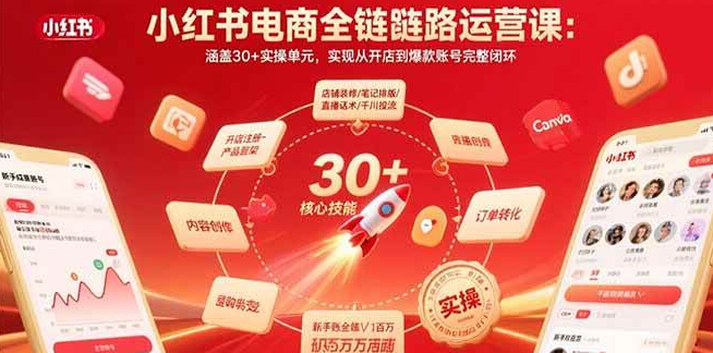 (1260414期)小红书电商全链路运营课:涵盖30+实操单元,实现从开店到爆款账号完整闭环-上古云网创
