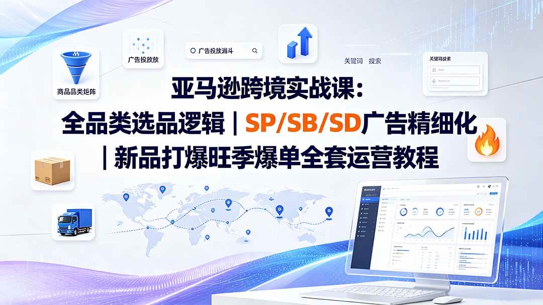 (19563期)亚马逊跨境实战课-更新:全品类选品逻辑|SP/SB/SD广告精细化|新品打爆旺季爆单全套运营教程 (19563期)亚马逊跨境实战课-更新:全品类选品逻辑|SP/SB/SD广告精细化|新品打爆旺季爆单全套运营教程