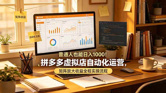 （19022期）普通人也能日入 1000！拼多多虚拟店自动化运营，矩阵放大收益全程实操流程