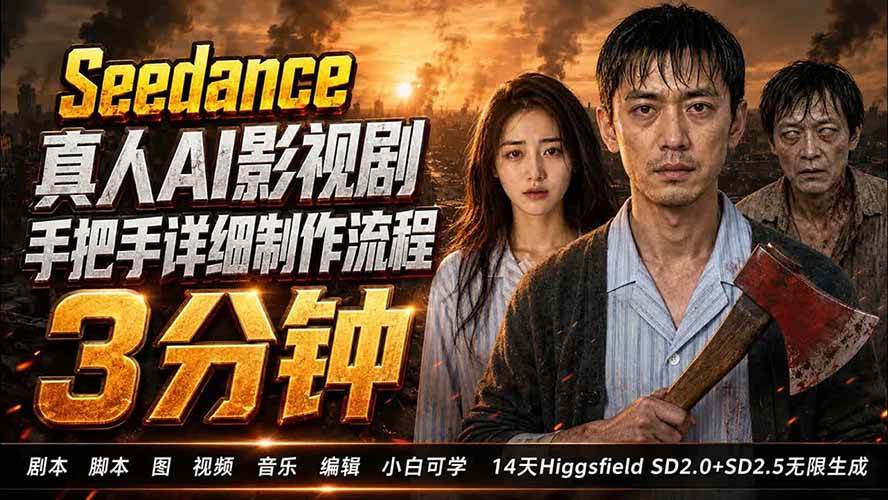 （19706期） 3分钟真人AI影视剧怎么做？SD 2.0手把手完整制作流程｜Higgsfield 14天SD 2.0/2.5无限生成-上古云网创