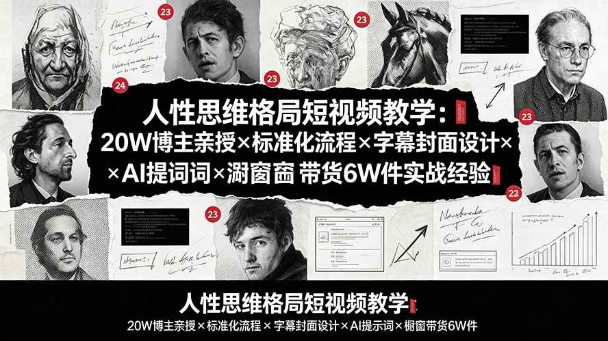(19538期)人性思维格局短视频教学:20W博主亲授×标准化流程×字幕封面设计×AI提示词×橱窗带货6W件实战经验 (19538期)人性思维格局短视频教学:20W博主亲授×标准化流程×字幕封面设计×AI提示词×橱窗带货6W件实战经验