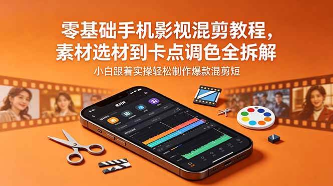 (18750期)零基础手机影视混剪教程,素材选材到卡点调色全拆解,小白跟着实操轻松制作爆款混剪短片-上古云网创