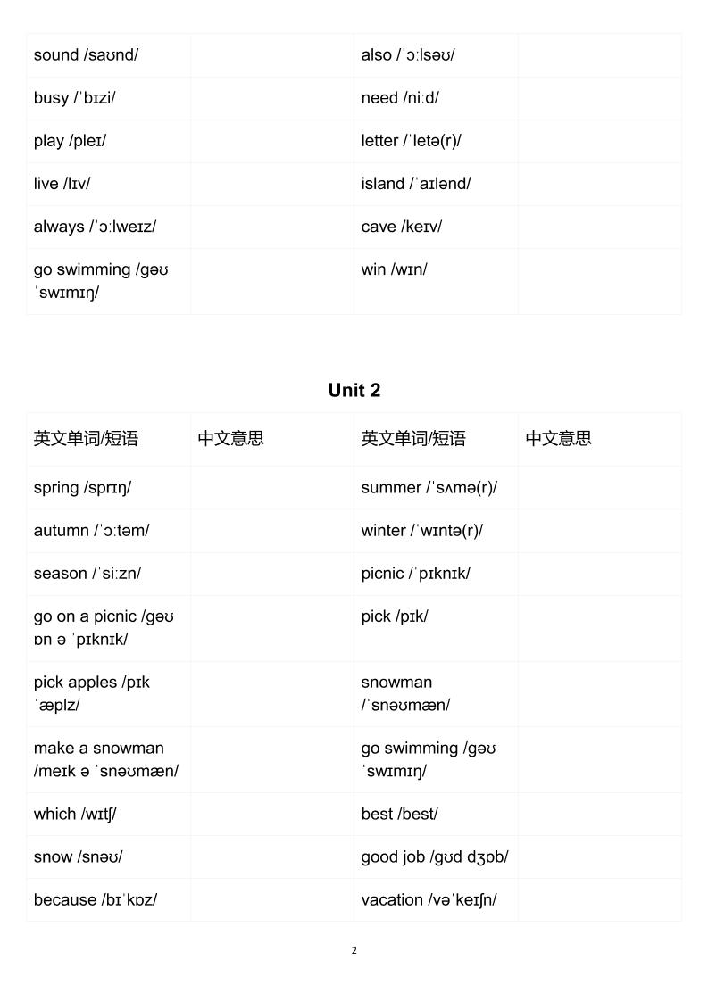 五年级下英语英汉互译练习《人教版PEP》-上古云网创