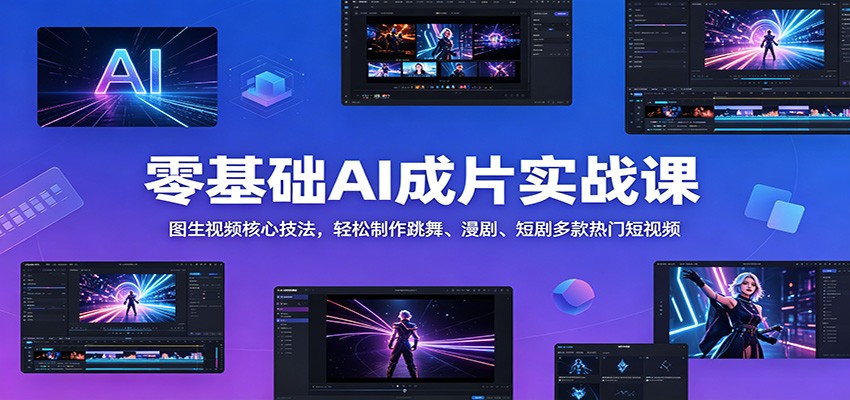零基础AI成片实战课:图生视频核心技法,轻松制作跳舞、漫剧、短剧多款热门短视频-上古云网创