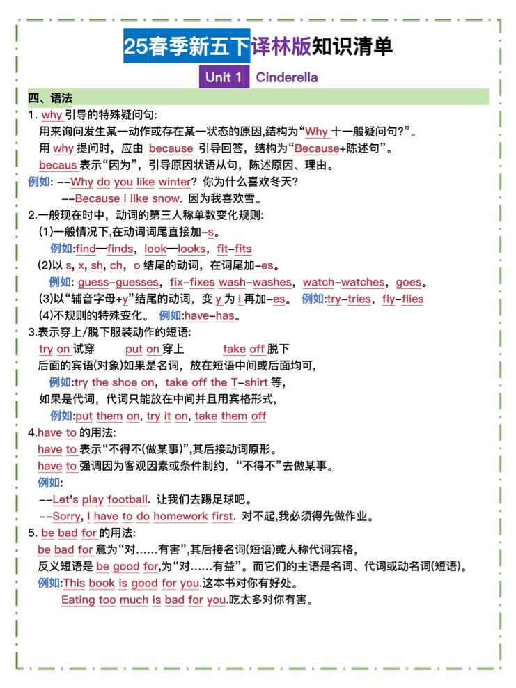 五下译林英语知识清单-上古云网创