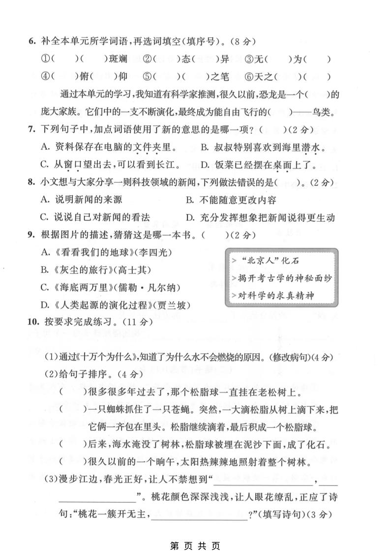 四年级下语文第二单元拔尖测试卷-上古云网创