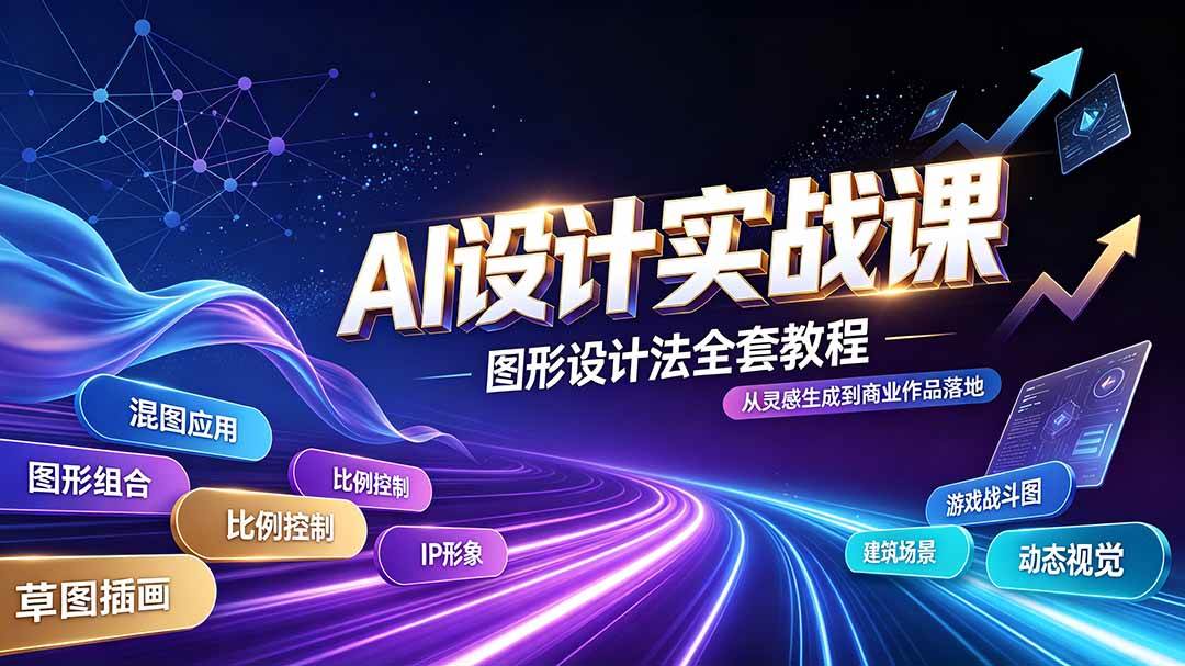 （19554期）AI设计实战课｜图形设计法全套教程，解锁AI工作流技法，精通插画IP、建筑、游戏视觉创作-上古云网创