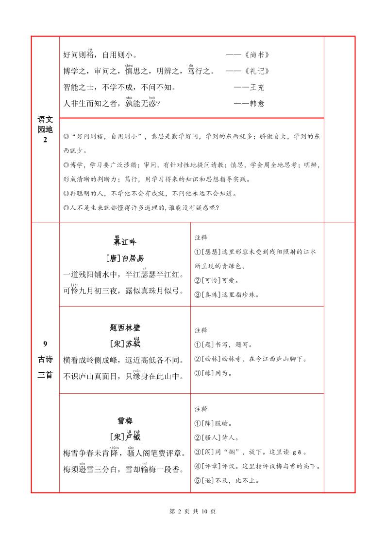 25秋四上语文必背内容+默写表（10页）-上古云网创