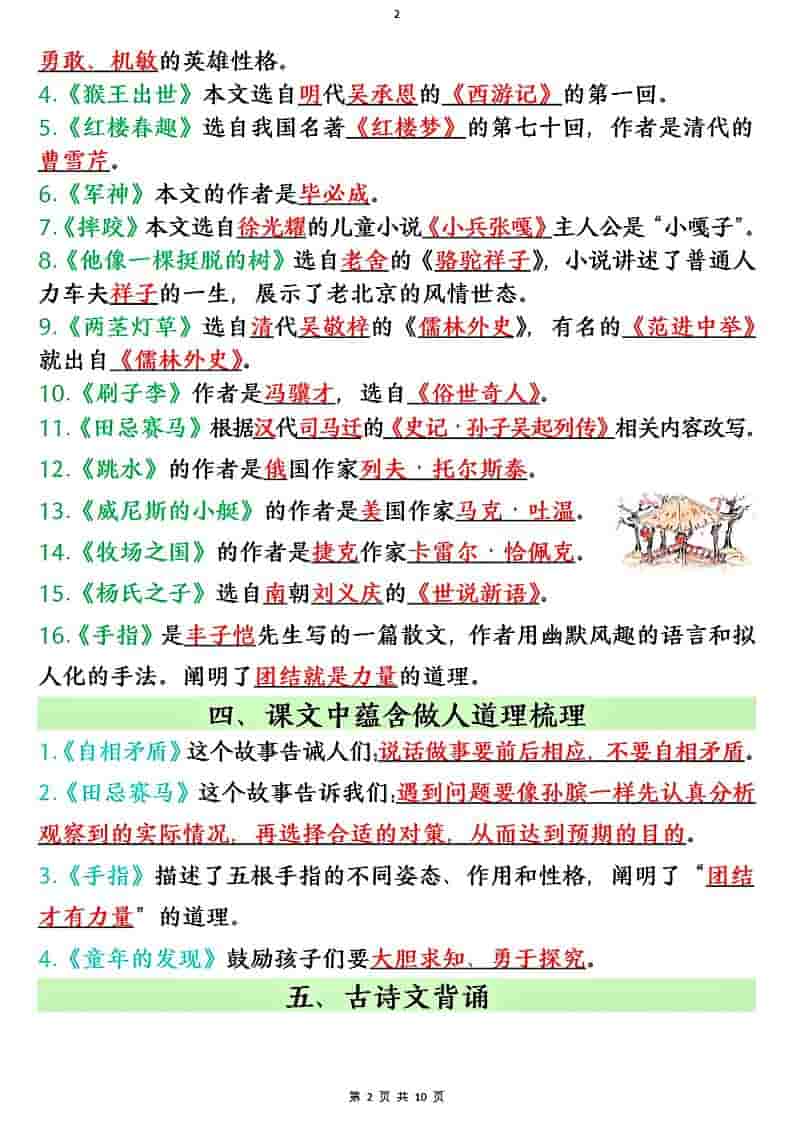 五年级下语文全册必背知识点-上古云网创