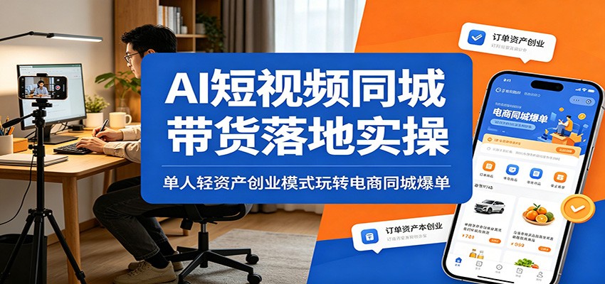 AI短视频同城带货落地实操:单人轻资产创业模式玩转电商同城爆单-上古云网创