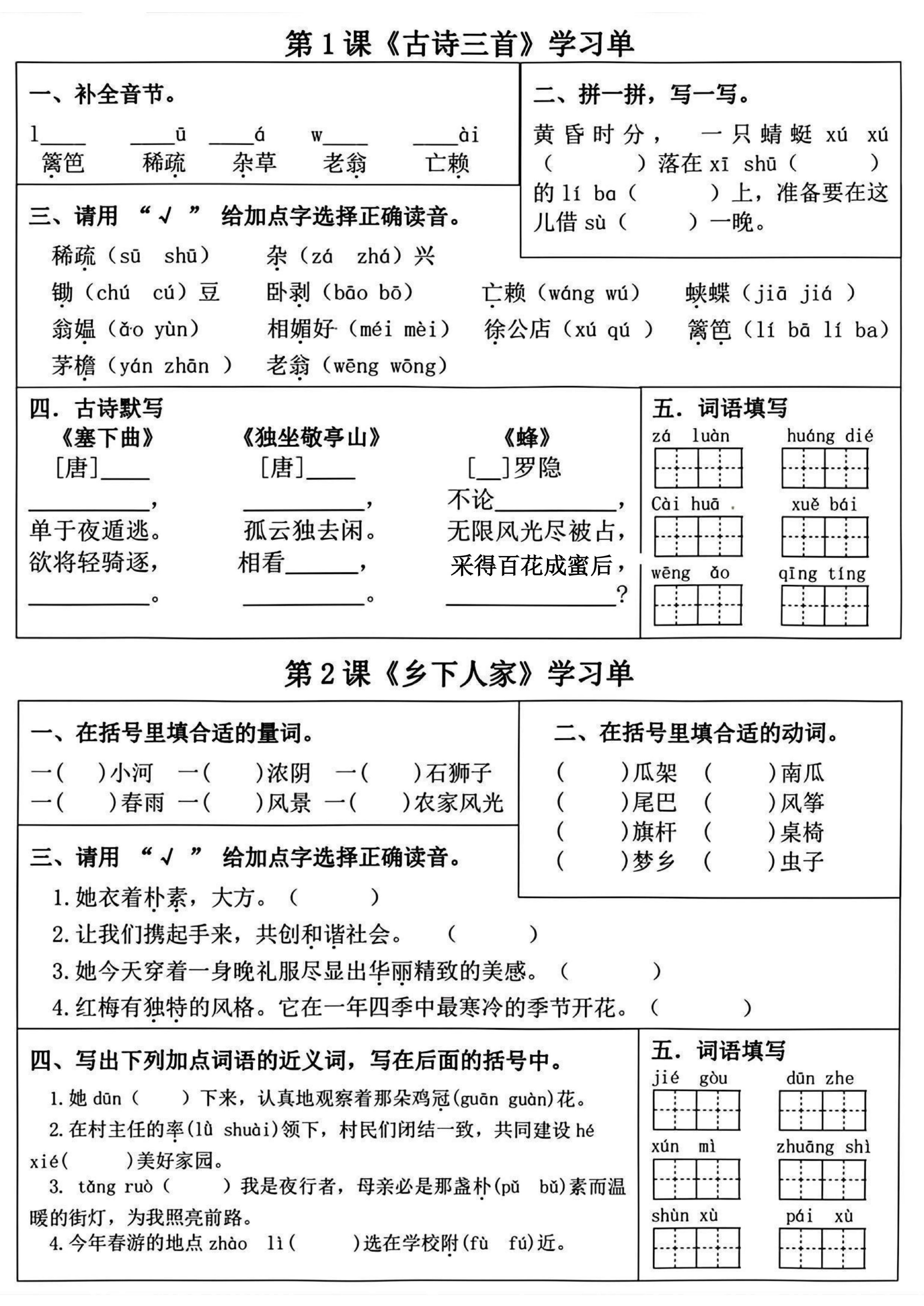四下语文专项-基础练习