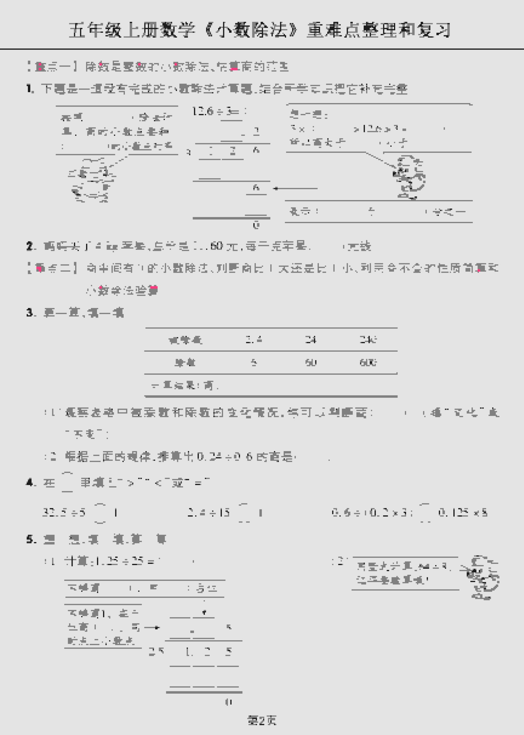 五年级上数学《小数除法》重难点整理和复习-上古云网创