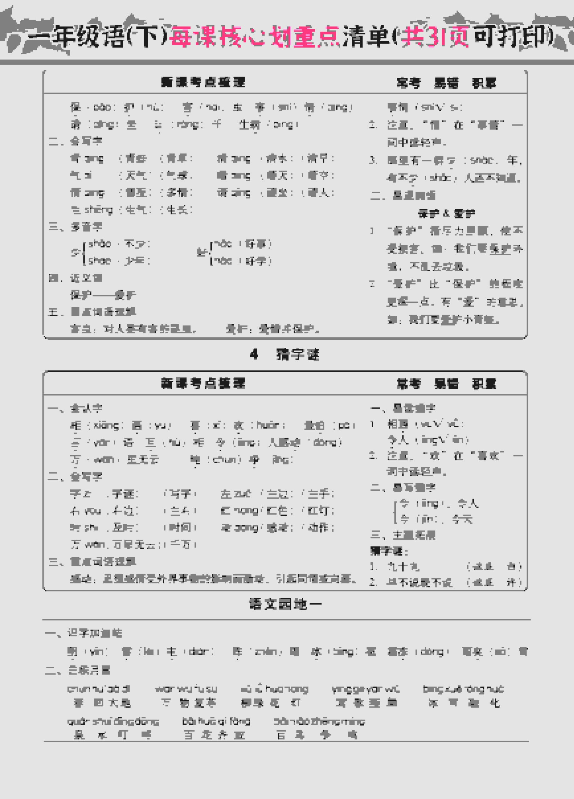 一年级下语文每课核心划重点-上古云网创