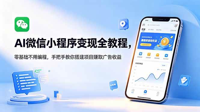 (18773期)AI微信小程序变现全教程,零基础不用编程,手把手教你搭建项目赚取广告收益-上古云网创