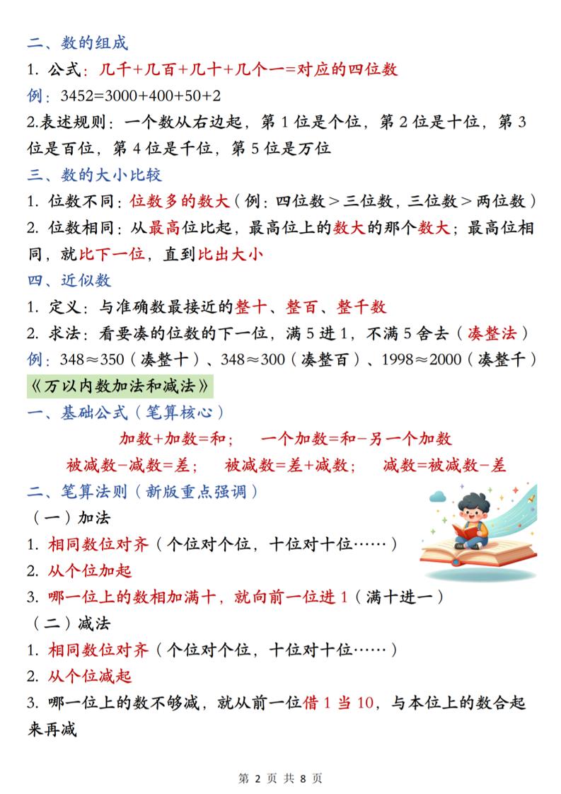 26春二年级下数学期末必背公式汇总-上古云网创