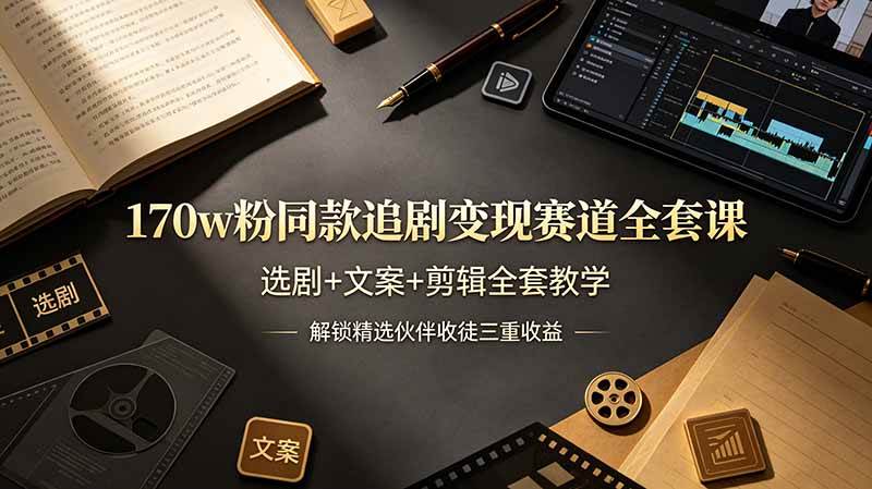 (19123期)170w粉博主同款追剧变现赛道全套课,选剧+文案+剪辑全套教学,解锁精选伙伴收徒三重收益 (19123期)170w粉博主同款追剧变现赛道全套课,选剧+文案+剪辑全套教学,解锁精选伙伴收徒三重收益