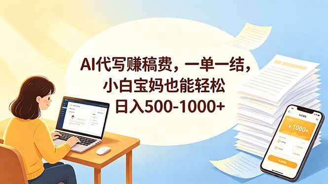 (18772期)AI代写赚稿费,一单一结,小白宝妈也能轻松日入500-1000+-上古云网创