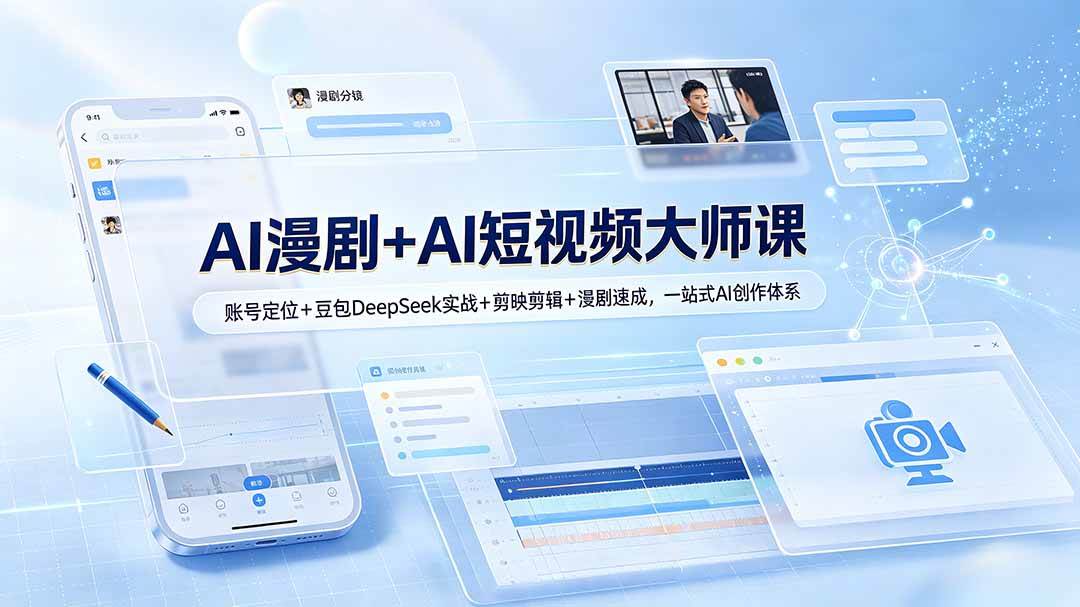 (19147期)AI漫剧+AI短视频大师课:账号定位+豆包DeepSeek实战+剪映剪辑+漫剧速成,一站式AI创作体系 (19147期)AI漫剧+AI短视频大师课:账号定位+豆包DeepSeek实战+剪映剪辑+漫剧速成,一站式AI创作体系