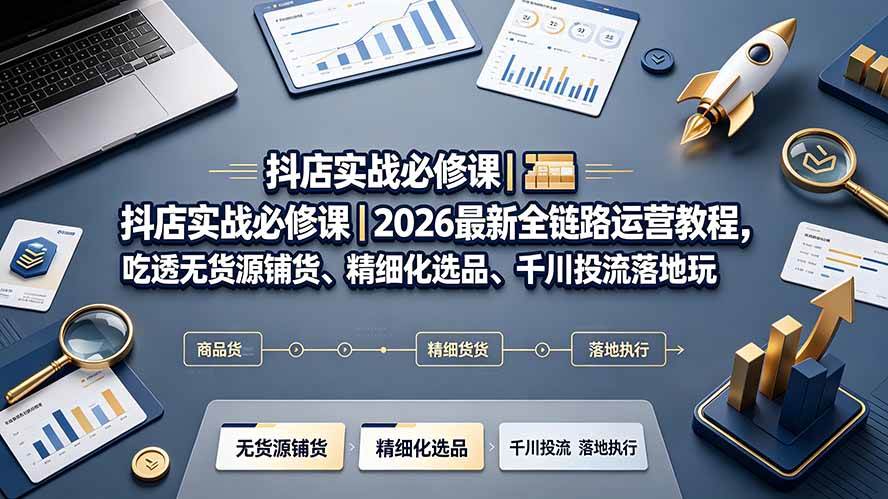 (19549期)抖店实战必修课|2026最新全链路运营教程,吃透无货源铺货、精细化选品、千川投流落地玩法-上古云网创