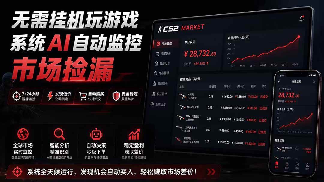 （19555期）系统AI自动监控市场捡漏，不用玩游戏|只需要一部手机|支持任何形式数据验证-上古云网创