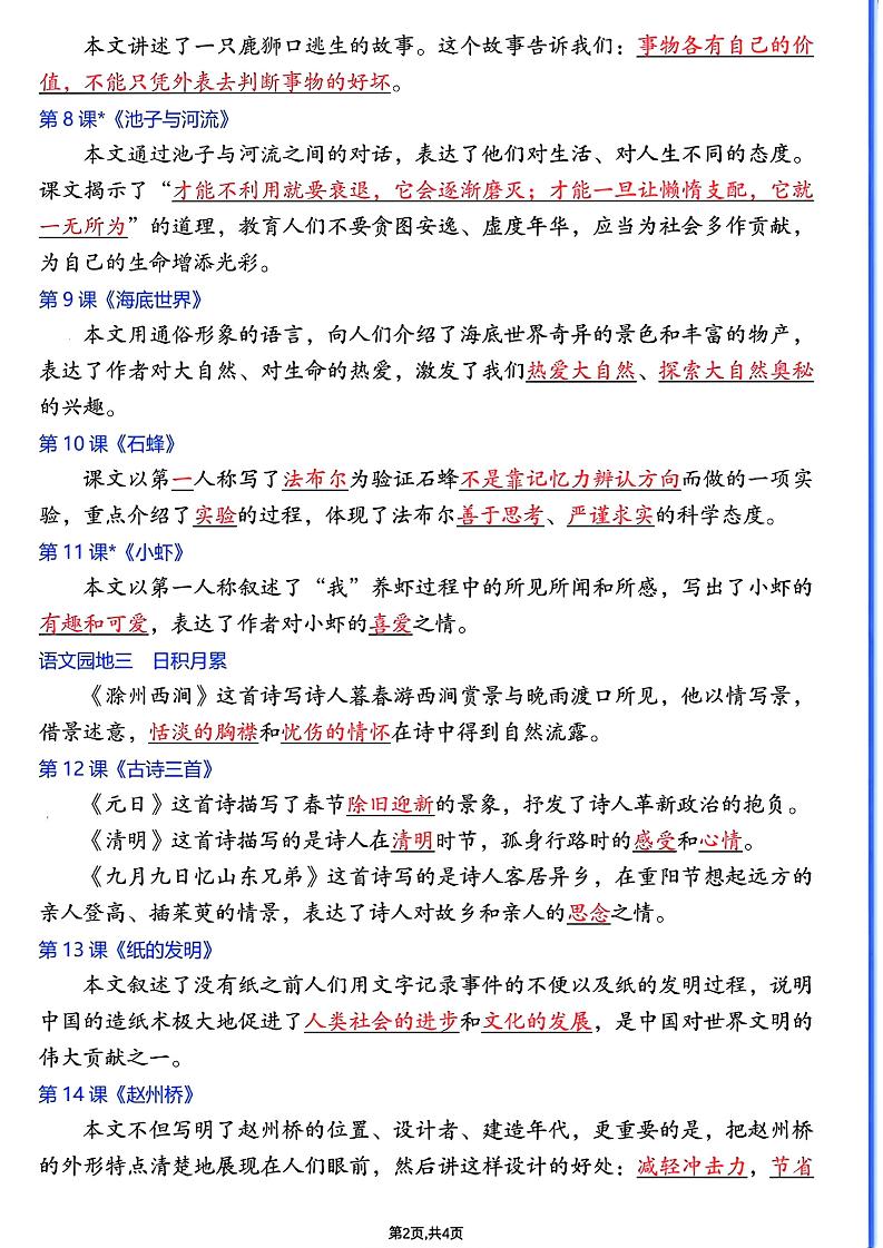 26春三年级下语文每课主题概括-上古云网创