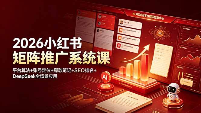 (19129期)2026小红书矩阵推广系统课:平台算法+账号定位+爆款笔记+SEO排名+DeepSeek全场景应用-上古云网创