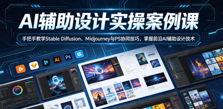 AI辅助设计实操案例课,手把手教学Stable Diffusion、Midjourney与PS协同技巧,掌握前沿AI辅助设计技术-上古云网创