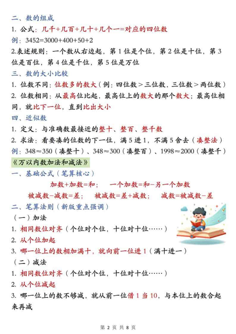 二年级下数学必背公式汇总《人教版》