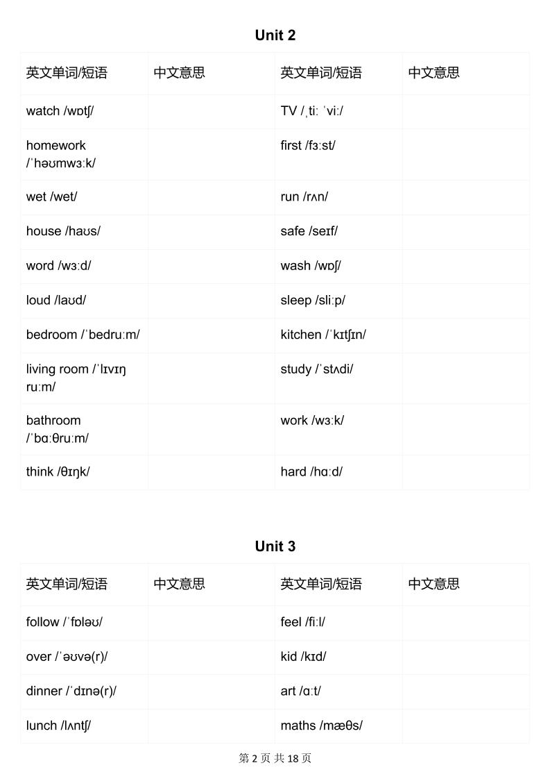 四年级下英语英汉互译练习《人教版PEP》-上古云网创