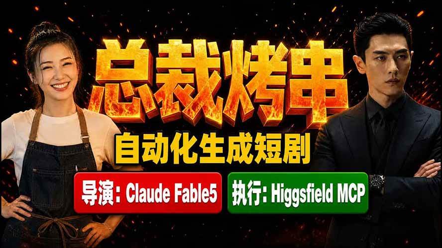 （19541期）《总裁烤串》真人短剧全自动诞生！Claude Fable5 当导演，Higgsfield MCP 执行！-上古云网创