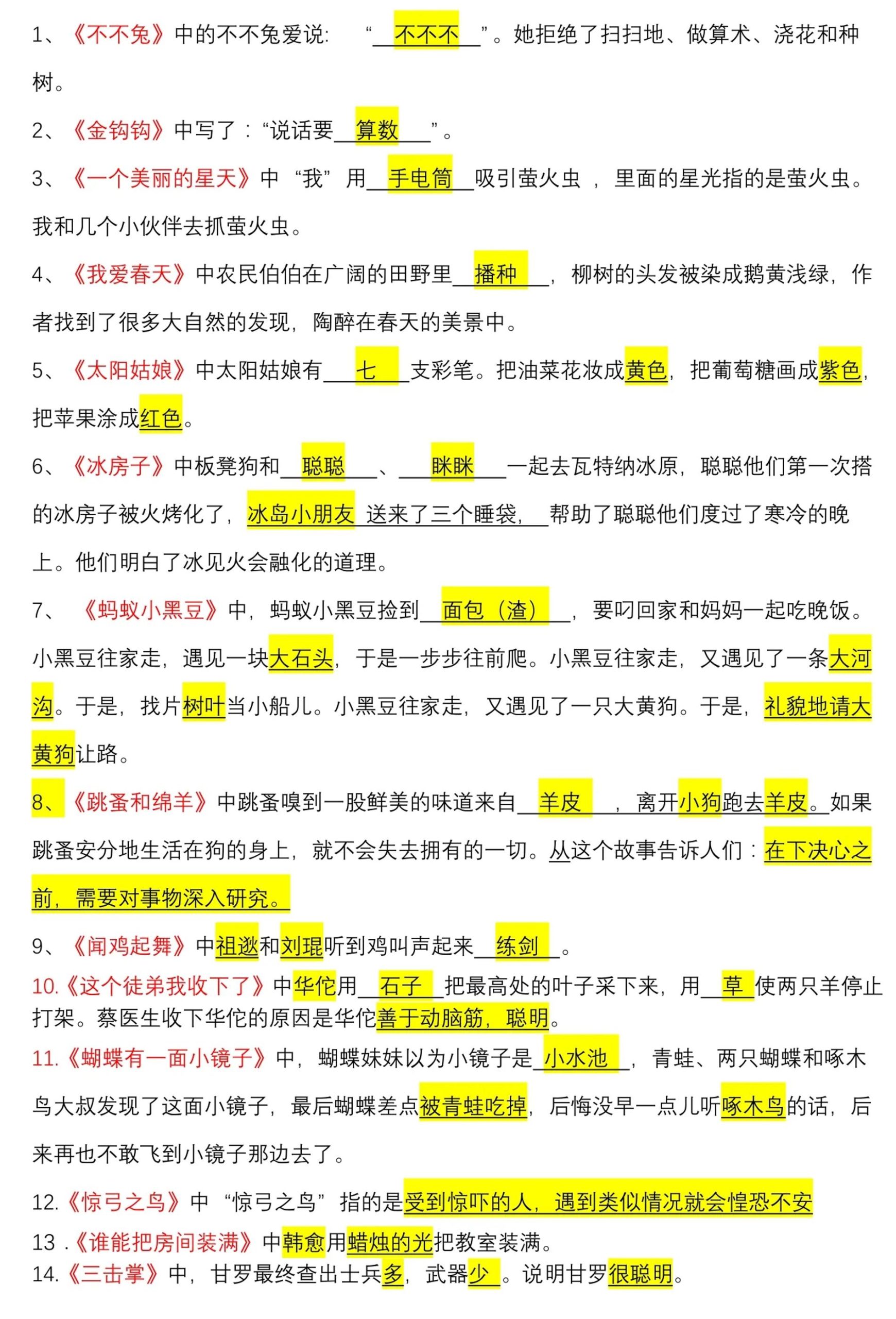 一上语文《快乐读书吧》常考知识点-上古云网创