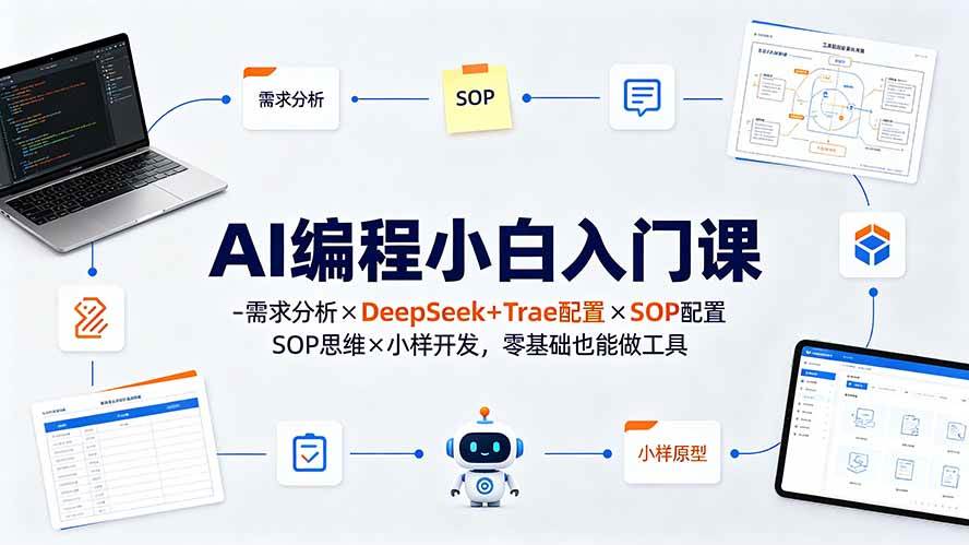 （19539期）AI编程小白入门课-需求分析×DeepSeek+Trae配置×SOP思维×小样开发，零基础也能做工具-上古云网创