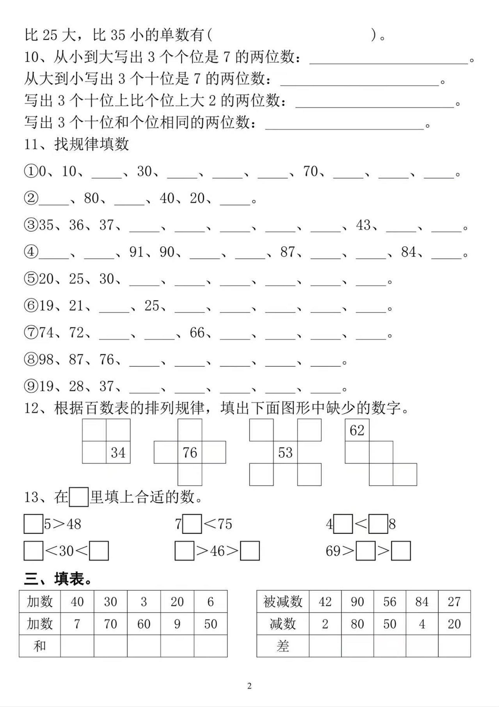 一年级下数学常考易错专项练习-上古云网创