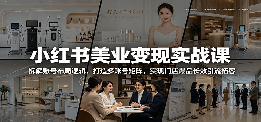小红书美业变现实战课:拆解账号布局逻辑,打造多账号矩阵,实现门店爆品长效引流拓客-上古云网创