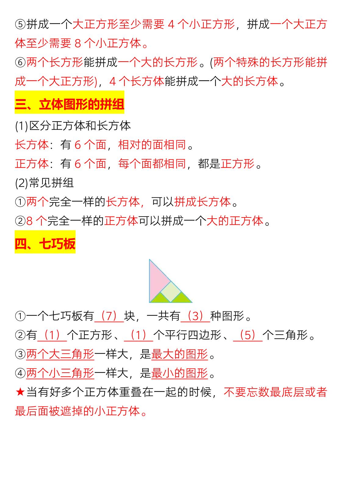 一年级下数学重难点知识点梳理-上古云网创