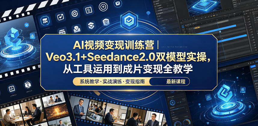 AI视频变现训练营|Veo3.1+Seedance2.0双模型实操,从工具运用到成片变现全教学-上古云网创
