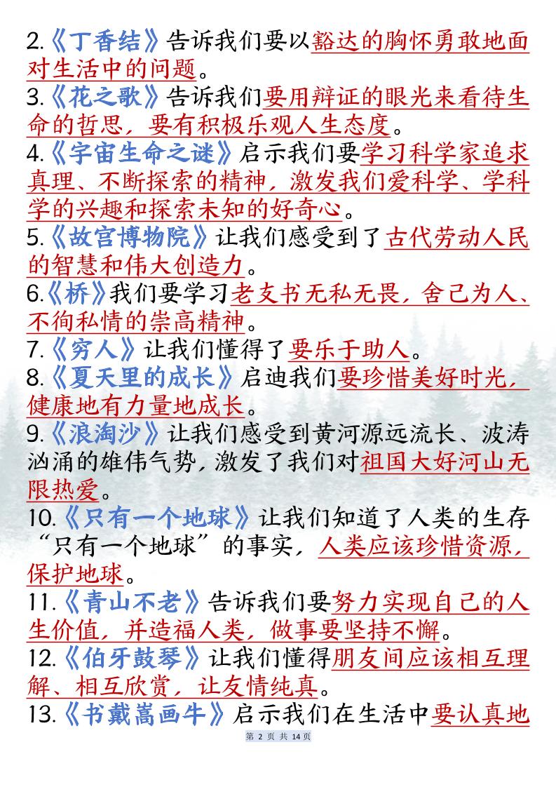 六上语文课内必背知识点汇总（共14页）-上古云网创