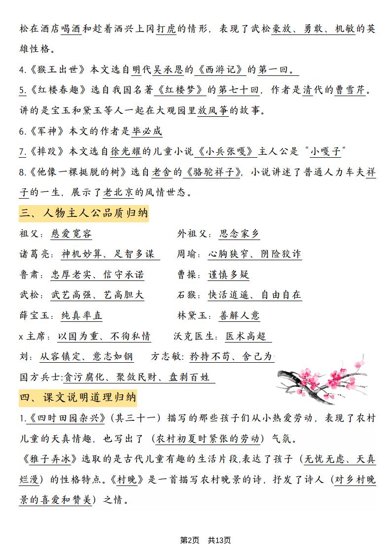 五年级下语文期中重点复习知识汇总-上古云网创